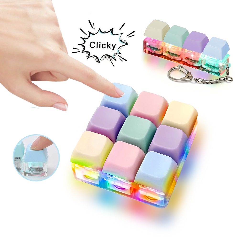 Tech Office Accessories - 4/9 Keys LED Light-Up Keychain Keyboard