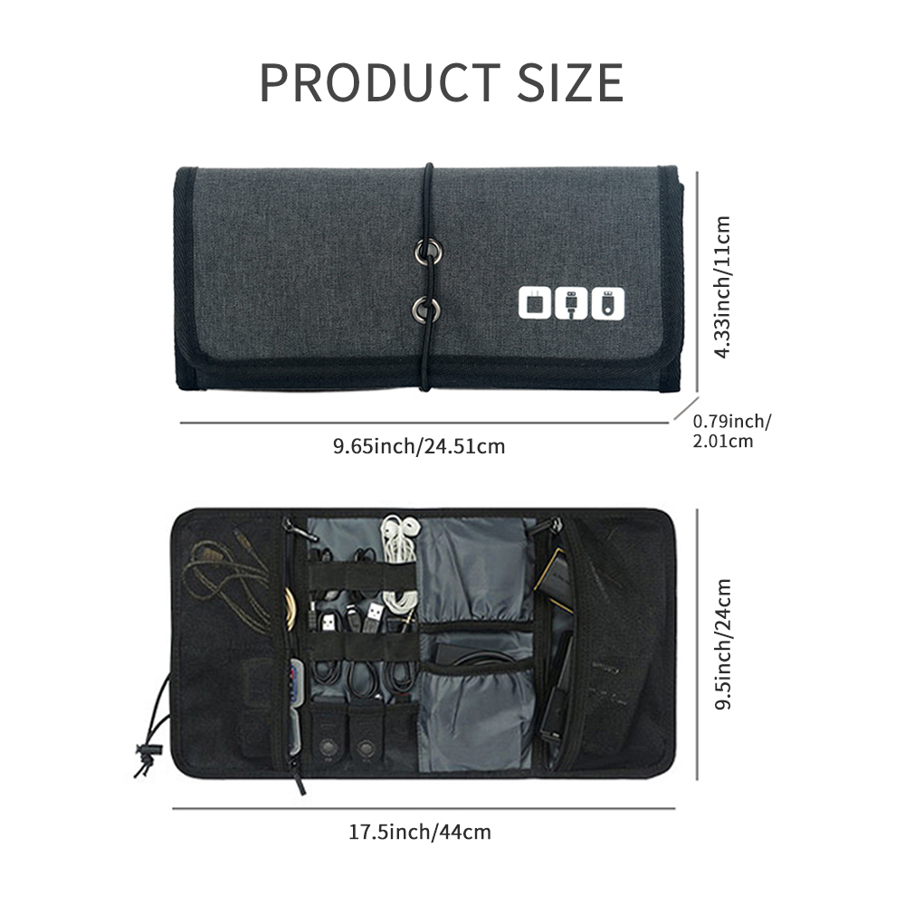 Tech Accessories Bag - Home Cable Organizer Pouch | Roll-Up