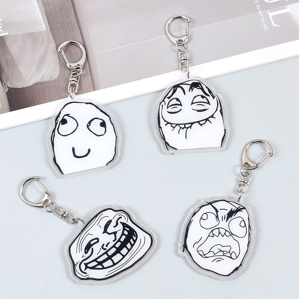 Tech Girl Accessories - Creative Troll Face Keychains No Me