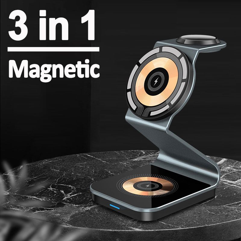 Wireless Charger 3 In 1 - 3 in 1 Transparent Magnetic Wireless