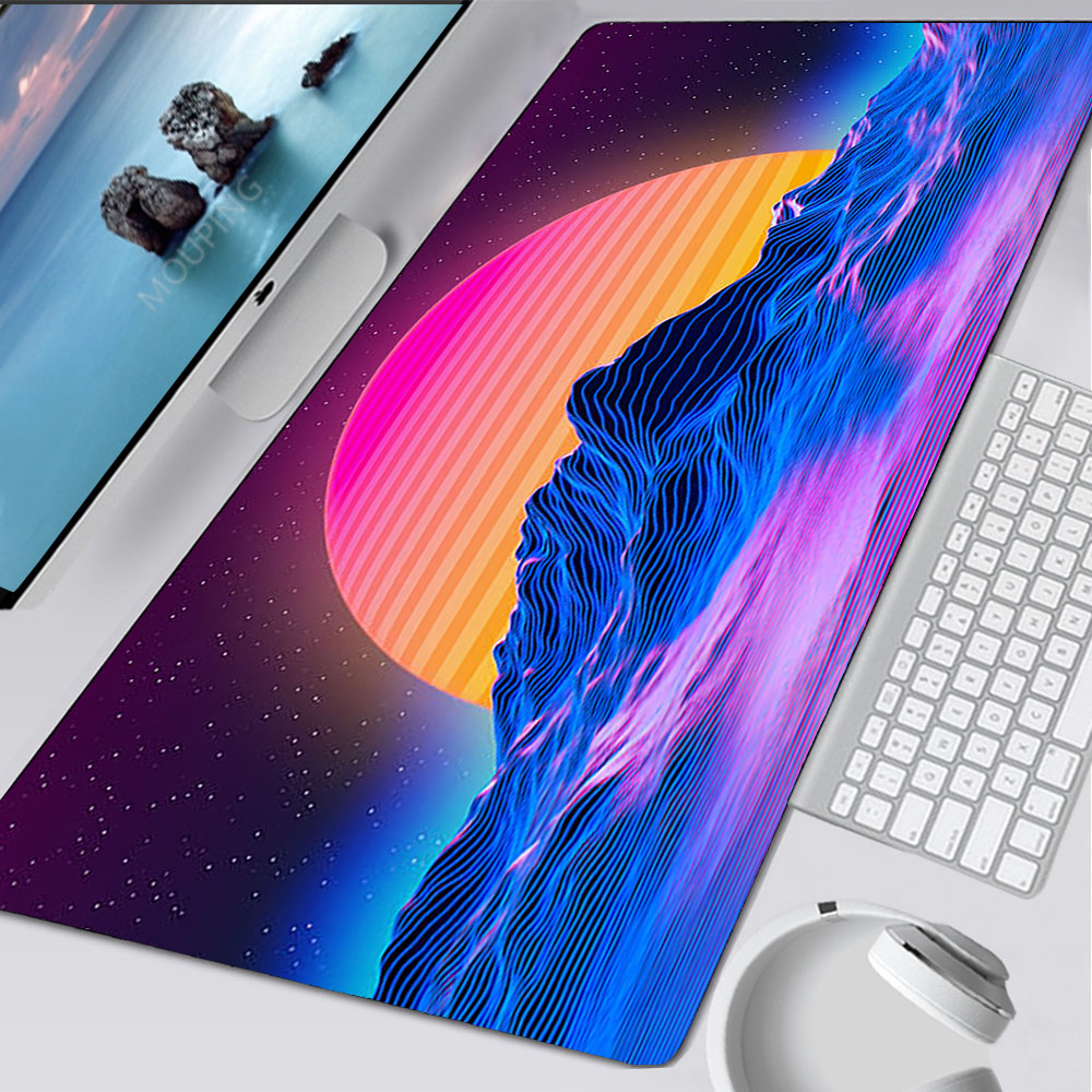 Tech Accessories For Desk - Vaporwave Mousepad Retrowave/synthwave 900x400 Mouse Pad